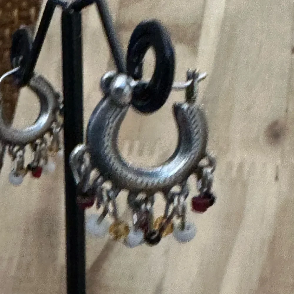 Lucky Brand Silver Earrings with Multicolor Charms